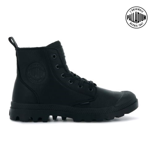 Palladium Pampa Zip Leather ESS Men's Boots Black | UK Z421-VCS